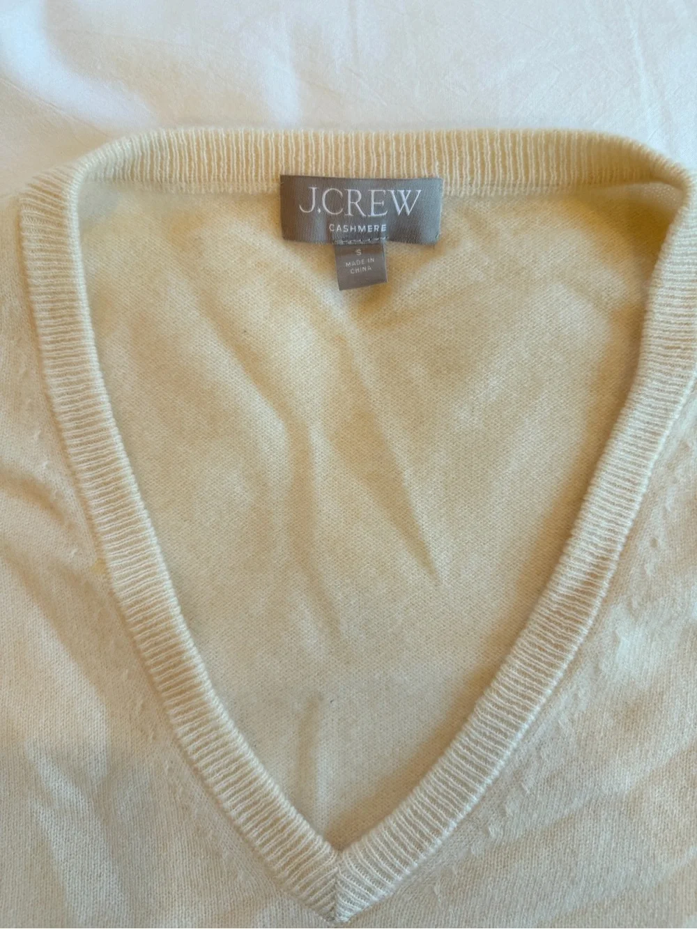 J. Crew Women’s V-Neck Cashmere Sweater in Light Beige